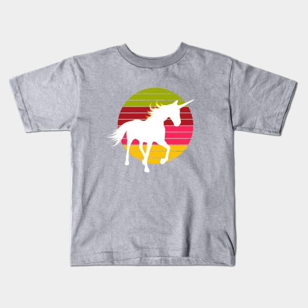 Retro Unicorn Style Kids T-Shirt by AlondraHanley